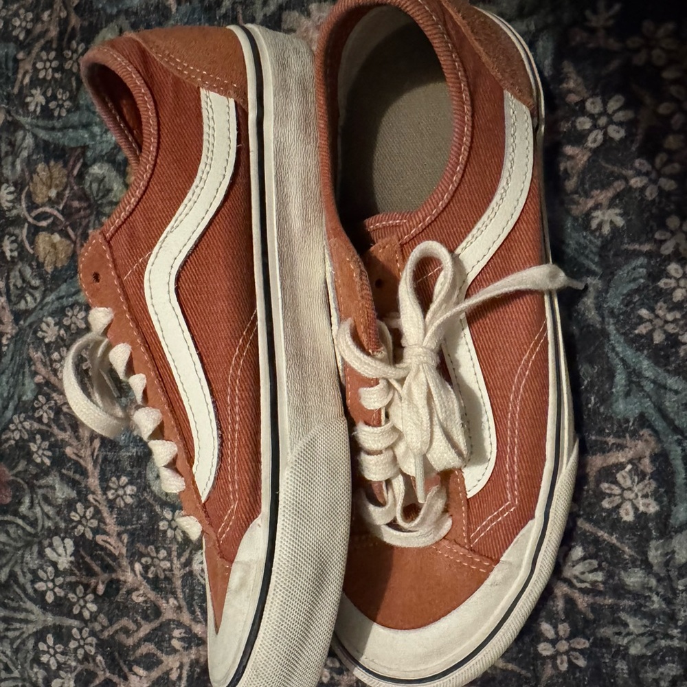 Vans Orange and White Women's Sneakers